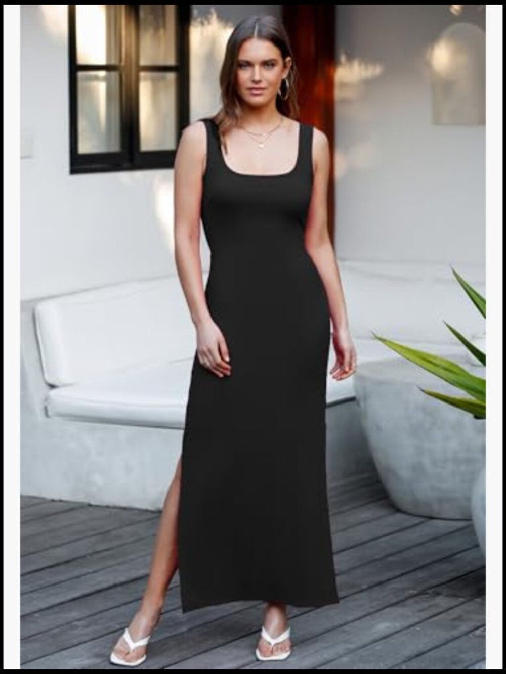 Backless Maxi Dress with High Sides Slit and Twist Back - Picture 2 of 7